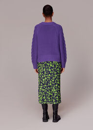 Linear Floral Bias Mesh Skirt